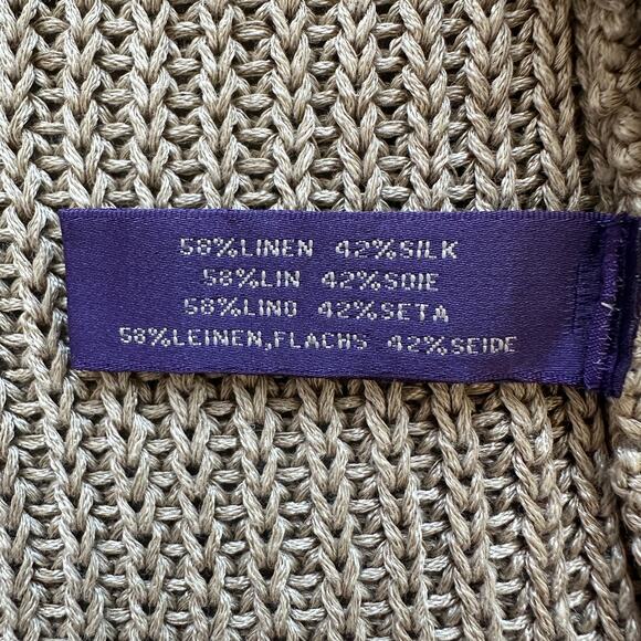 Ralph Lauren Purple Label Linen Silk Chunky Knit Hooded Cardigan w Belt Size S - Picture 7 of 11